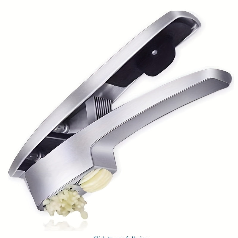 Manual Stainless Steel Two-in-One Garlic Press and Slicer for Mincing, Pureeing and Kitchen Preparation