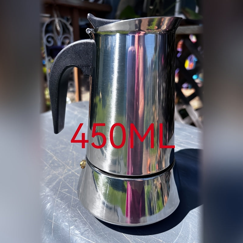 Straight-Sided Stovetop Moka Pot with Reusable Filter, Safety Valve and 2-, 4-, 6-, 9- or 12-Cup Options