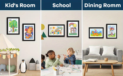 Kids Artwork Frames Front Opening Changeable 8.5x11 Inch Children Art Display Picture Frame for Drawing Crafts Photos Holds 130 Pieces Wood Black White