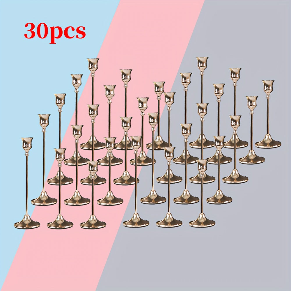 Copper Plated Candlestick Holders Bulk Set – Retro Minimalist Taper Candle Holders for Wedding Birthday Christmas Dining Table Fireplace Decor