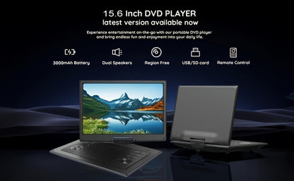 15.6-Inch Portable DVD Player with 1280 x 800 Swivel Screen, Dual Speakers, USB and SD Support