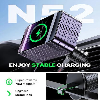 15W Magnetic Wireless Car Charger – Air Vent Mount with N52 Strong Magnet, Fast Charging for iPhone 17 Pro Max / 16 / 15 / 14 / 13 / 12 Series & MagSafe Cases, FCC & RoHS Certified