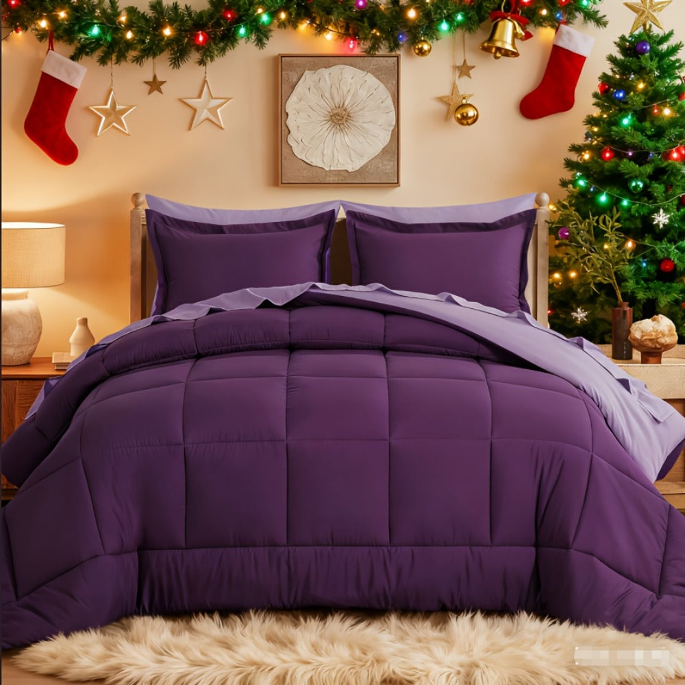 7 Piece Comforter Set Luxury Soft Fluffy Bedding All Season Bed in a Bag with Comforter Fitted Sheet Flat Sheet Pillowcases Hypoallergenic Breathable Easy Care Queen King Twin XL Full