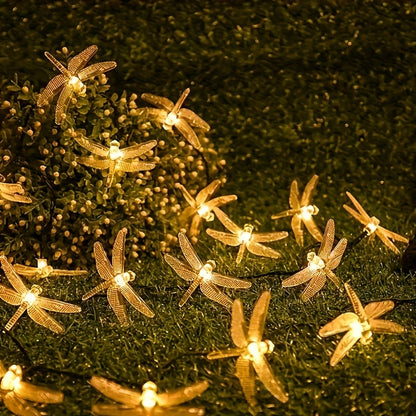 Solar Dragonfly String Lights Outdoor 30 LED 8 Modes