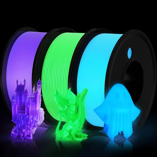 3D Printer Filament Glow PLA 1.75mm 200g Spool in Blue or Green with Listed ±0.02mm Tolerance