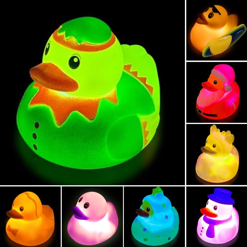 Light Up Duck Bath Toys for Toddlers – Color-Changing Floating Rubber Ducks, Sensory Water Bath Time Toys for Boys & Girls, Fun Pool Toys & Birthday Christmas Halloween Gift (Random Colors)