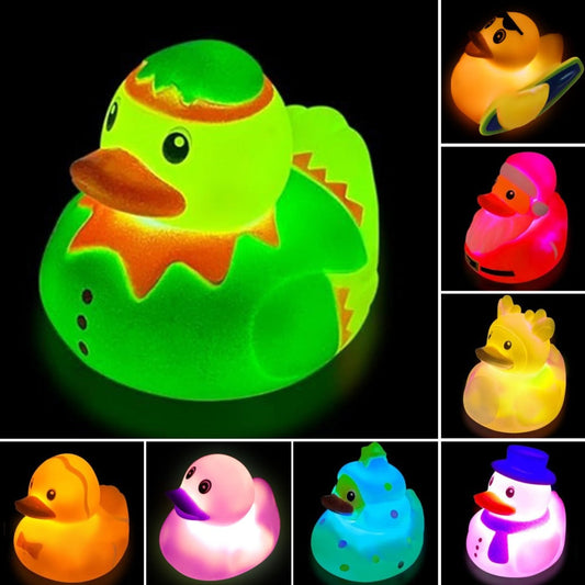 Light Up Duck Bath Toys for Toddlers – Color-Changing Floating Rubber Ducks, Sensory Water Bath Time Toys for Boys & Girls, Fun Pool Toys & Birthday Christmas Halloween Gift (Random Colors)