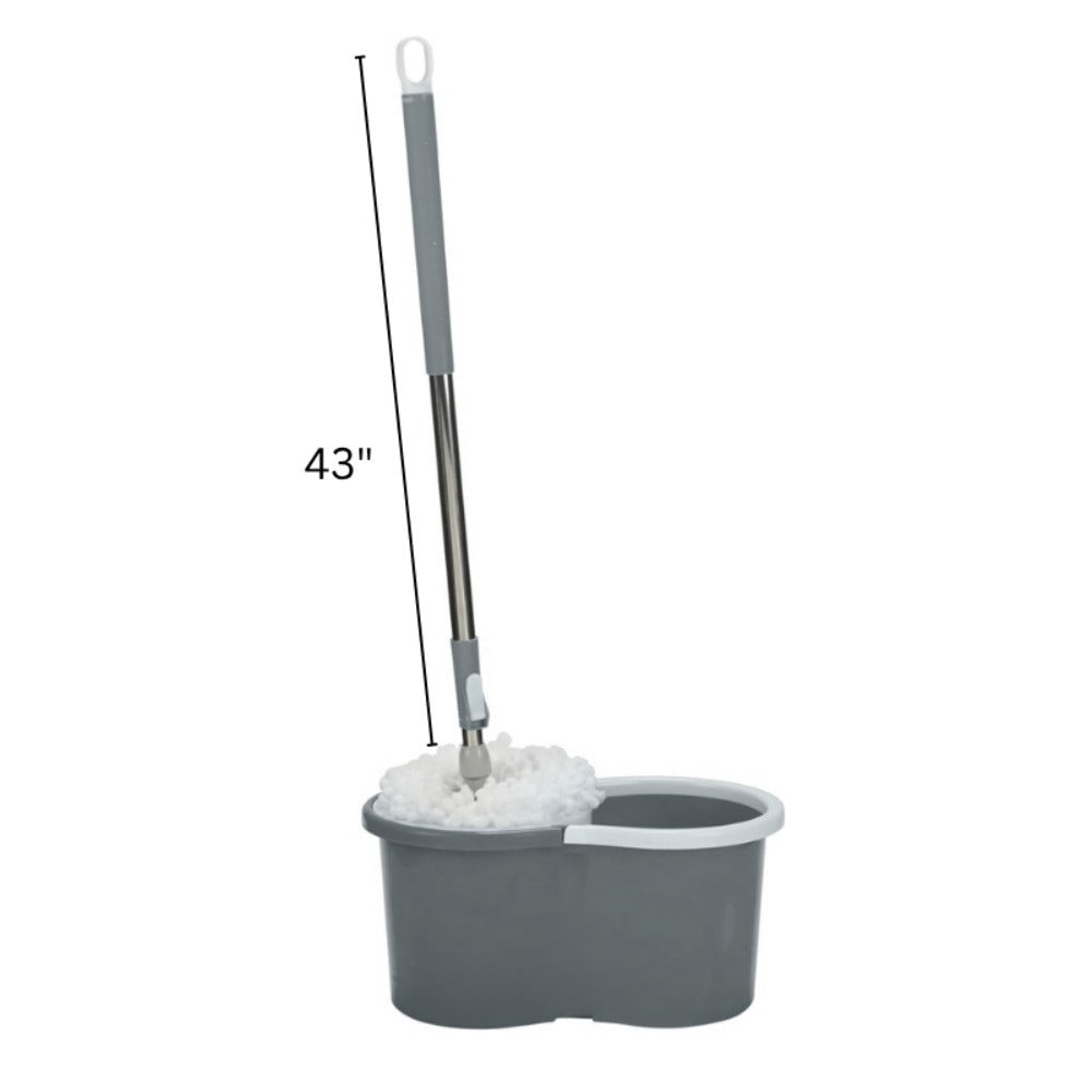 Spin Mop and Bucket with Wringer Set – Pink 360° Spinning Floor Mop System with 4 Microfiber Replacement Heads & Stainless Steel Adjustable Handle for Home Floor Cleaning