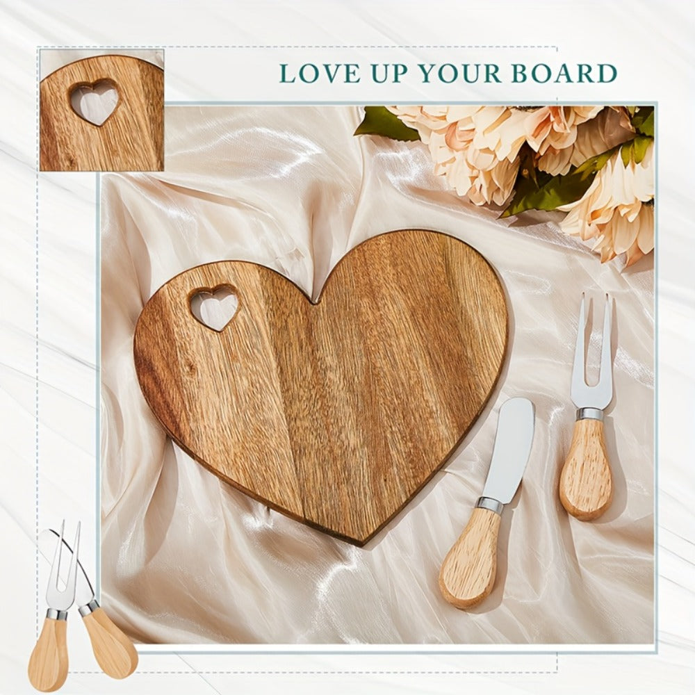 Mini Heart Charcuterie Board Set 6/12 Pack – Wood Cheese Board with Knives Bridal Shower Favor Thank You Gift Box for Wedding Birthday Valentine Christmas Party Guest Bamboo Acacia