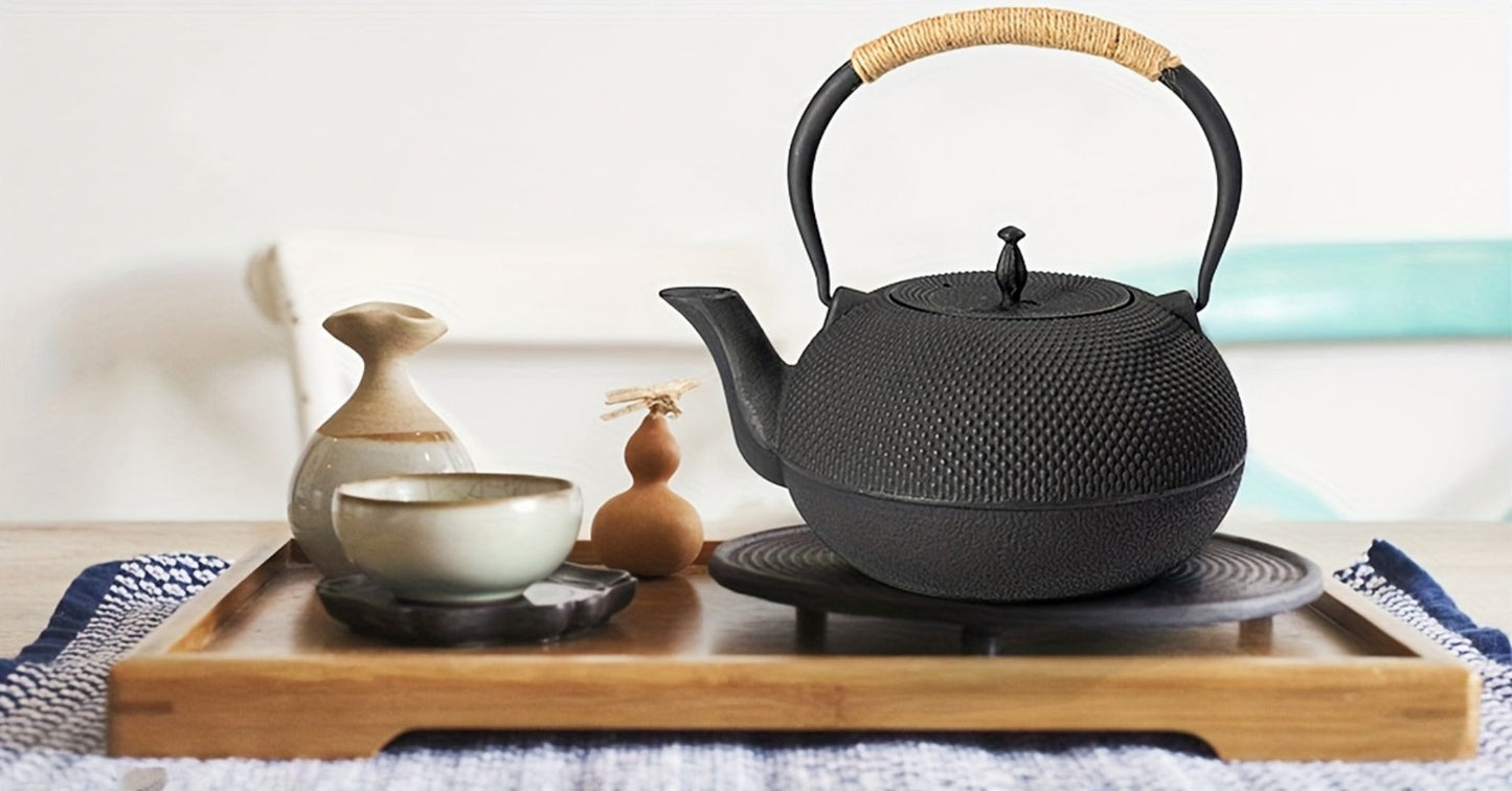 Cast Iron Teapot with Stainless Steel Infuser 60 oz – Japanese Style Tea Kettle for Camping & Home Brewing