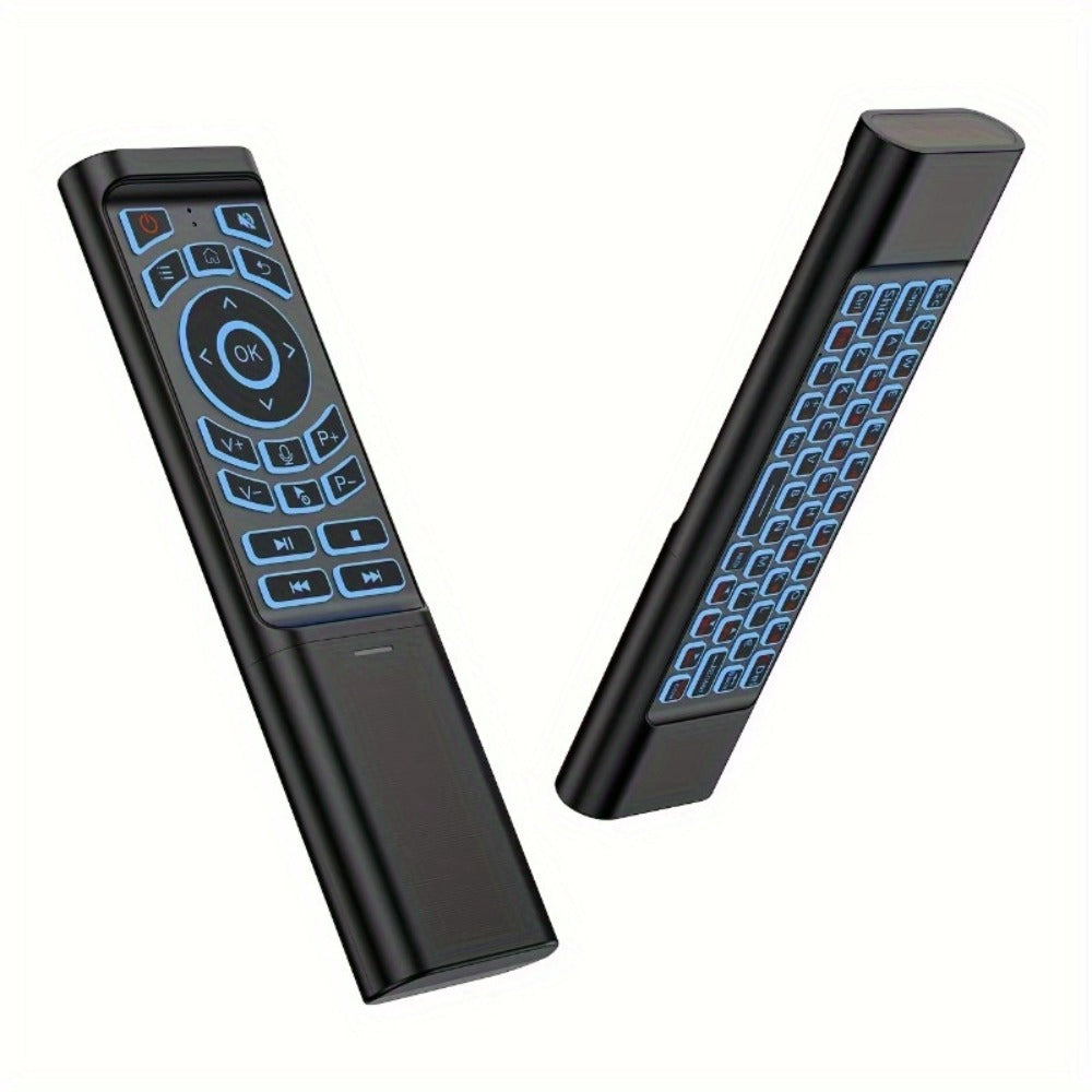 Mini Wireless Keyboard Remote Control Tri-Mode - Bluetooth & 2.4G Dual Channel, 7-Color Backlight, Gyroscope, Infrared Learning, Multi-Device Switching, Voice Command, PC Android TV Compatible