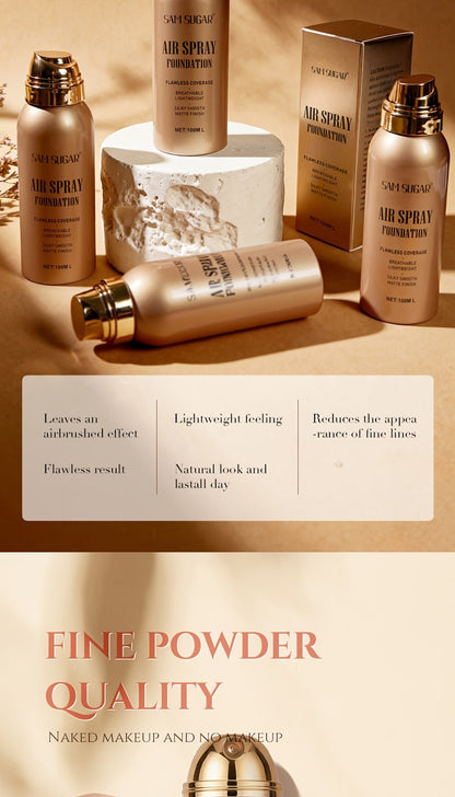 Air-Spray Liquid Foundation in Gold-Tone Bottle with Four Numbered Shade Options from 01 to 04