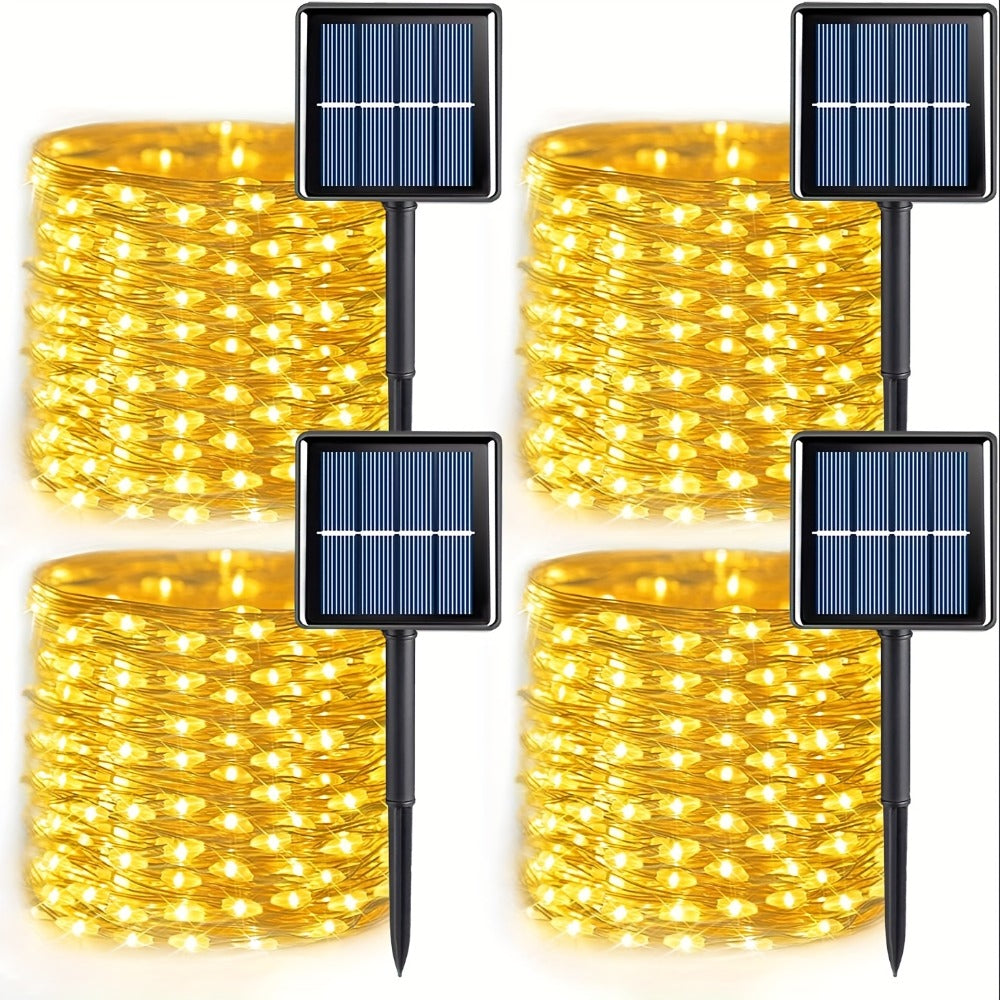 String Lights, 110-LED Solar Copper-Wire Fairy Lights with Eight Modes, Four Colors and 2-, 4- or 8-Pack Options