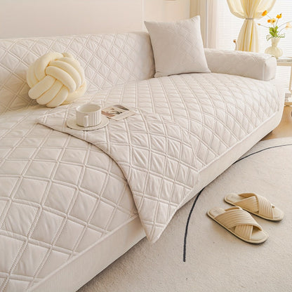 Sofa Cover Three-Piece Soundwave Embossed Set with Sofa Panel, Two Armrest Covers and Anti-Slip Mat