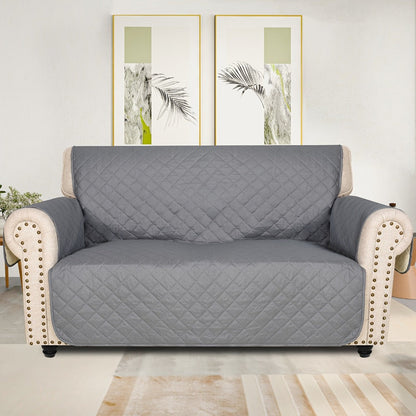 Sofa Cover Five-Layer Quilted Microfiber Protector with Elastic Strap and Foam Anchors for 3 or 4 Seats