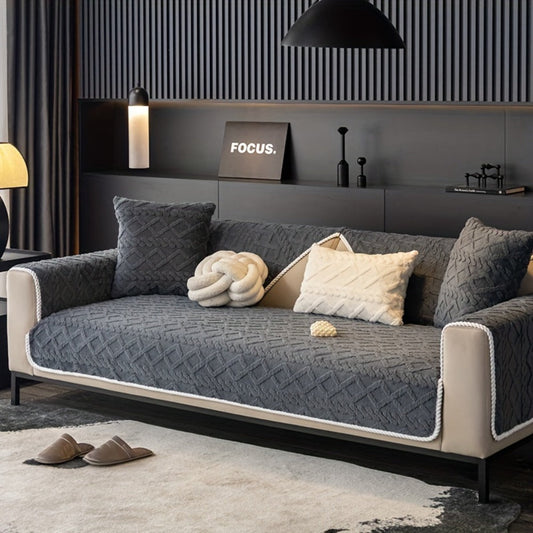 Sofa Cover Plush-Texture Modular Panels for Single to 4 Seats, Backrest, Armrest or Throw Pillow