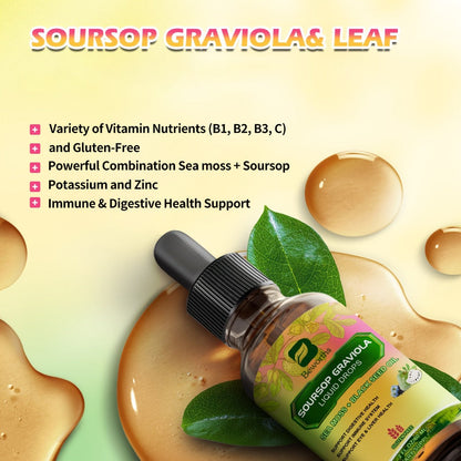[8-IN-1 Soursop Drops] 1/3 Bottles 8-IN-1 Soursop Liquid Drops, Graviola Leaf & Fruit Complex Supplement With Sea Moss,Black Seed Oil,Elderberry,Burdock Root,Tumeric, Gluten-Free,Serene Herbs Soursop Bitters,Serene Soursop For Daily Health & Wellness