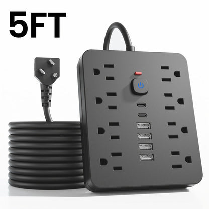 Power Strip 14-in-1 Wall-Mount Model with 8 AC Outlets, 4 USB-A, 2 USB-C and 5- or 10-Foot Flat-Plug Cord