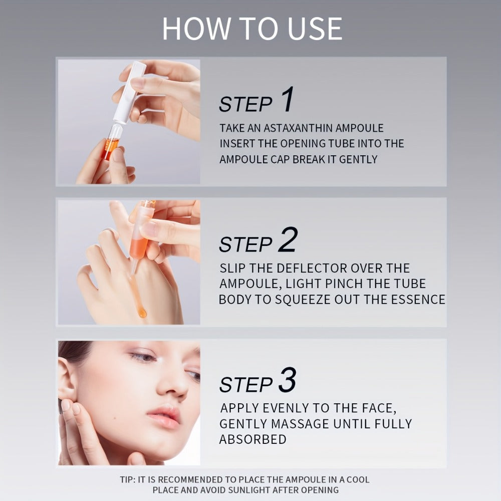 Astaxanthin Face Serum with Yeast Essence — Antioxidant Anti-Aging Moisturizing Booster, Fragrance-Free Lightweight Hydrating Facial Essence for All Skin Types, Reduces Fine Lines & Dullness