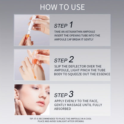 Astaxanthin Face Serum with Yeast Essence — Antioxidant Anti-Aging Moisturizing Booster, Fragrance-Free Lightweight Hydrating Facial Essence for All Skin Types, Reduces Fine Lines & Dullness