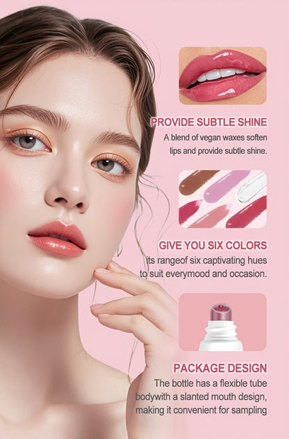 30-Piece Lip Gloss Gift Box Set — 6 Glossy Shades Moisturizing Waterproof Anti-Transfer Liquid Lipstick, High-Shine Long-Lasting Lip Color for Women, Pink Gift Box