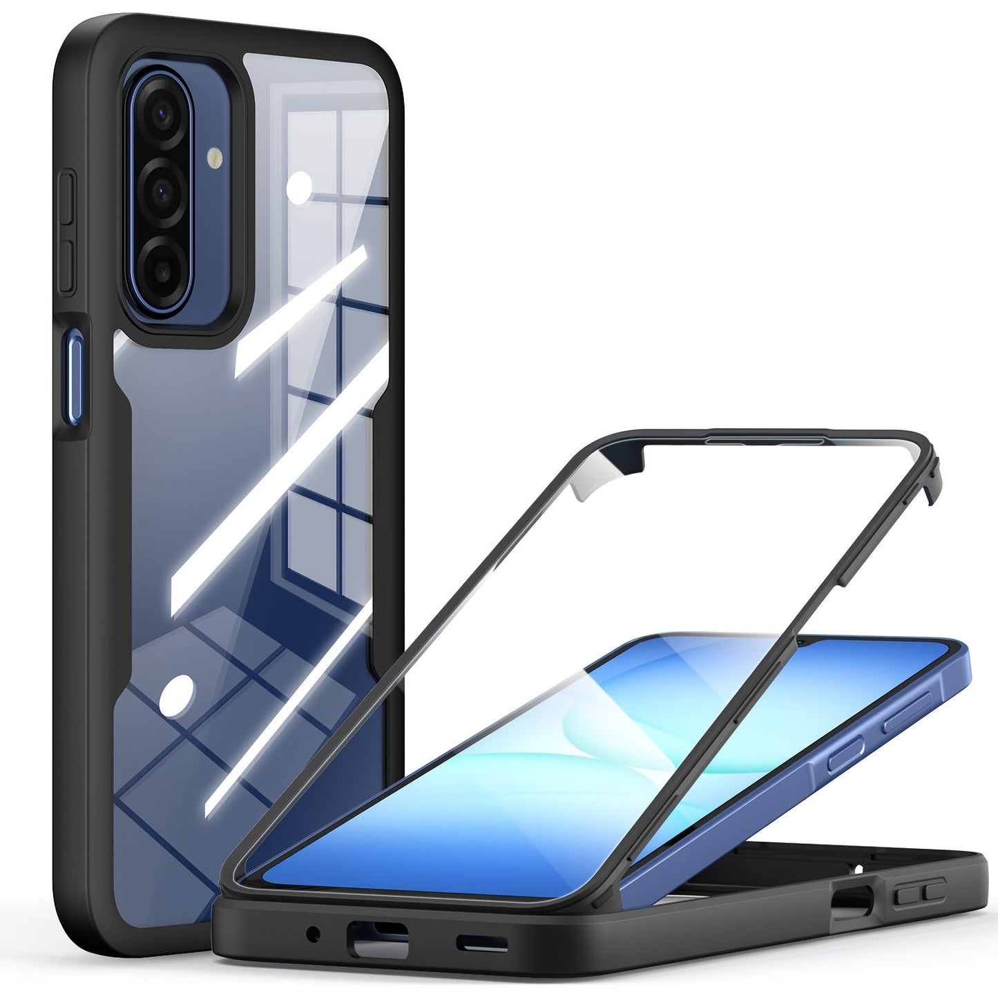 Rugged Samsung Galaxy A-Series Phone Case with Built-In Screen Cover in Four Colors and Six Model Options