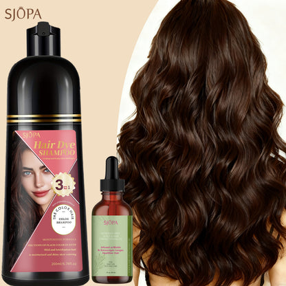 Hair Color Shampoo, SJOPA 3-in-1 Bottle-and-Dropper Set with 10 Rose, Brown, Purple and Black Color Options