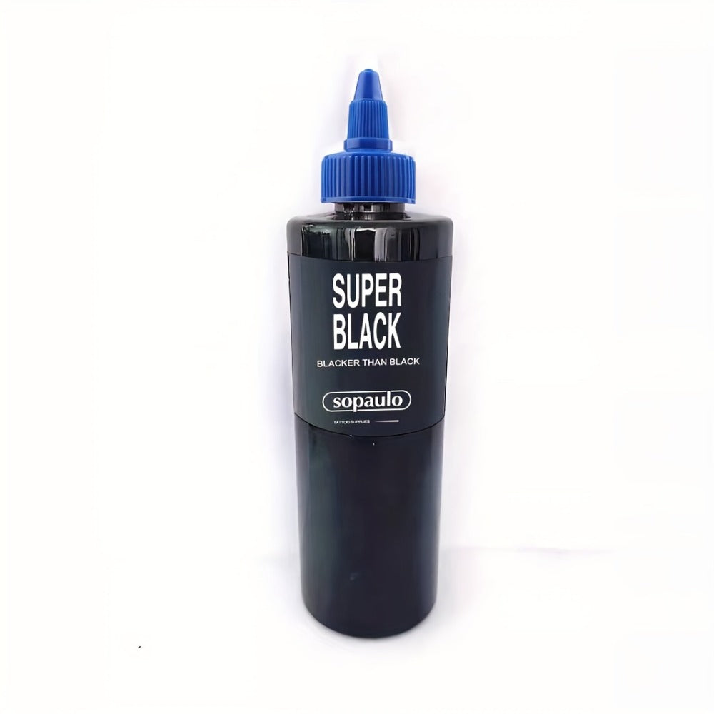 Tattoo Ink 8oz 240ml Single Black Bottle with Ultra-Dark Source Color Label and Large-Capacity Format