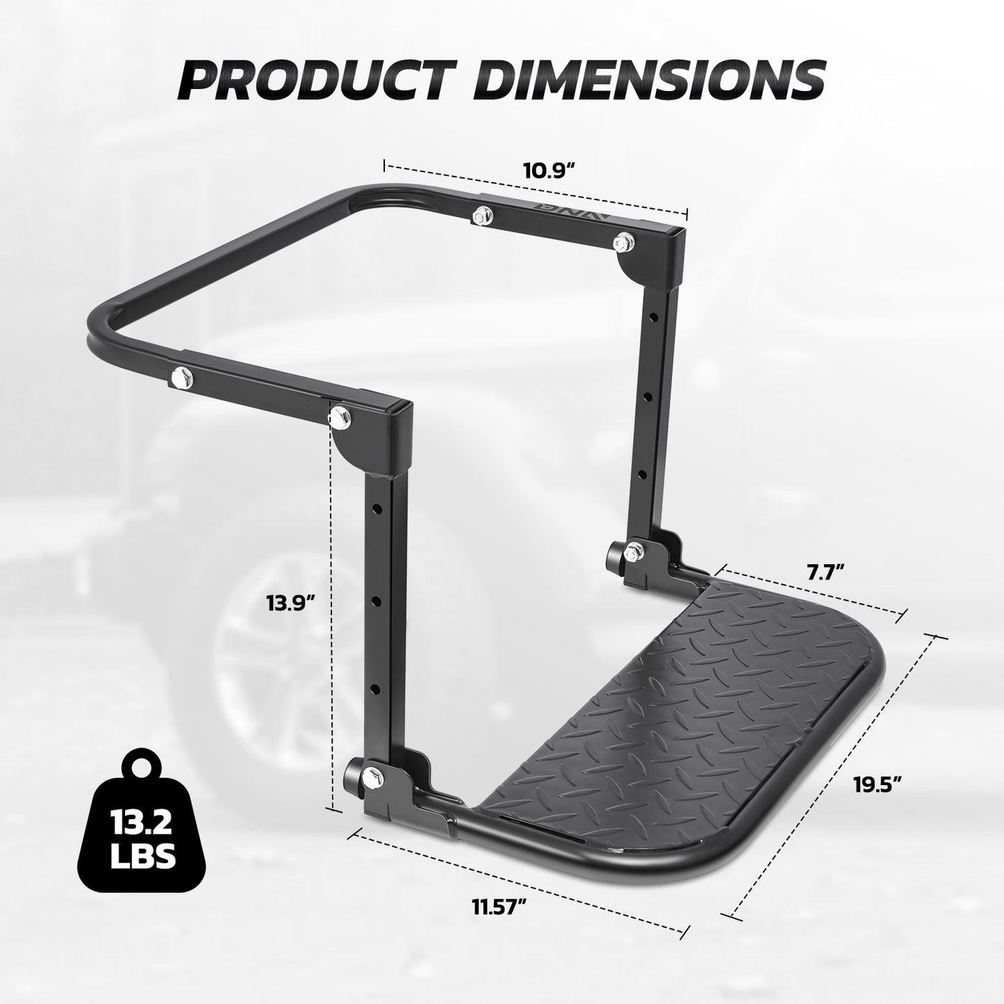 Folding Tire Step Heavy Duty 330 lbs Adjustable Universal Truck SUV RV – Fits 9–13" Tires 4 Height & Width Positions Slip-Resistant Rooftop Access