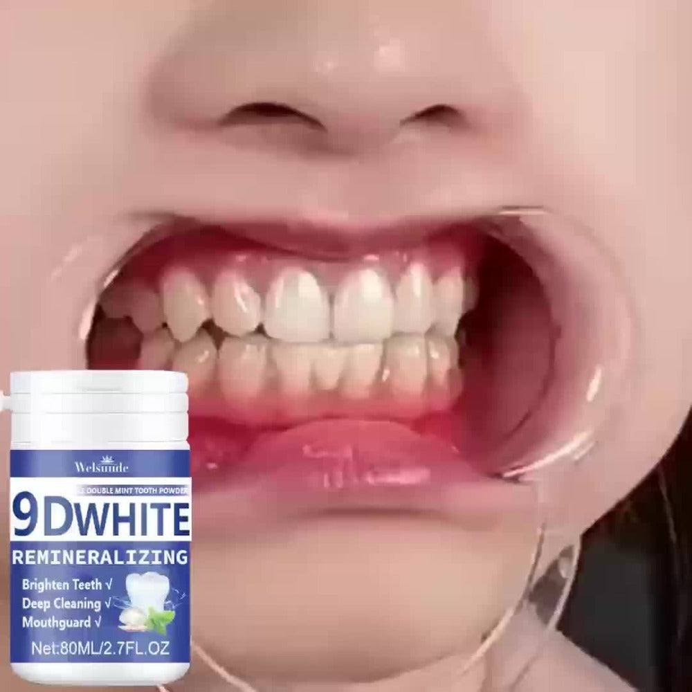Teeth Whitening Tooth Powder 3-Pack – 9D White Deep Cleaning Dental Powder with Fresh Mint Flavor, 80ml Each, Removes Stains, Freshens Breath, Travel-Friendly Daily Dentifrice for Women and Men