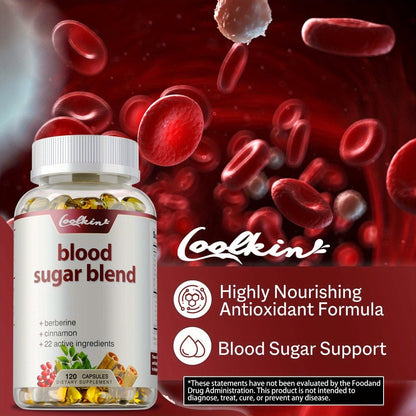 Blood Sugar Blend 120 Capsules – Berberine HCL, Cinnamon, CoQ10, Turmeric & Alpha Lipoic Acid – Natural Formula to Support Healthy Blood Sugar Levels – Daily Wellness Supplement