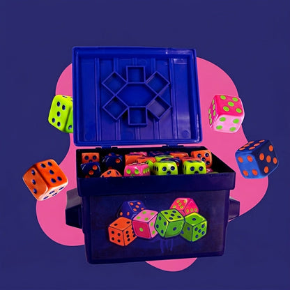 Eighty-Dice Party Board Game with Storage Bin, Four Color Sets, Lid Board and Adult Group Rules