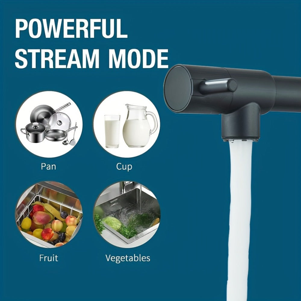 Single-Hole Pull-Down Kitchen Faucet with Spring Spout, 360° Swivel Sprayer and Three Finish Options
