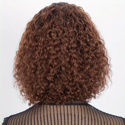 12-Inch Water Wave Bob Human Hair Wig with Bangs, 150% Density and TT1B/33 or P1B/30 Color