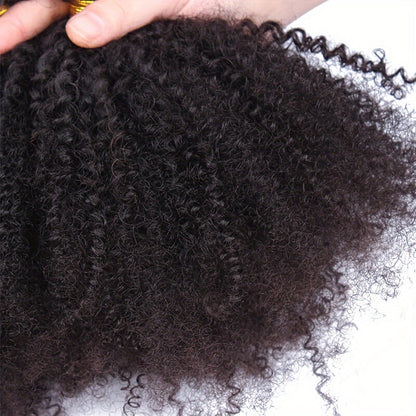 Hair Extensions Kinky-Curly Mongolian Human Hair Bundle in Natural Black with Six Length Options from 8 to 18 Inches