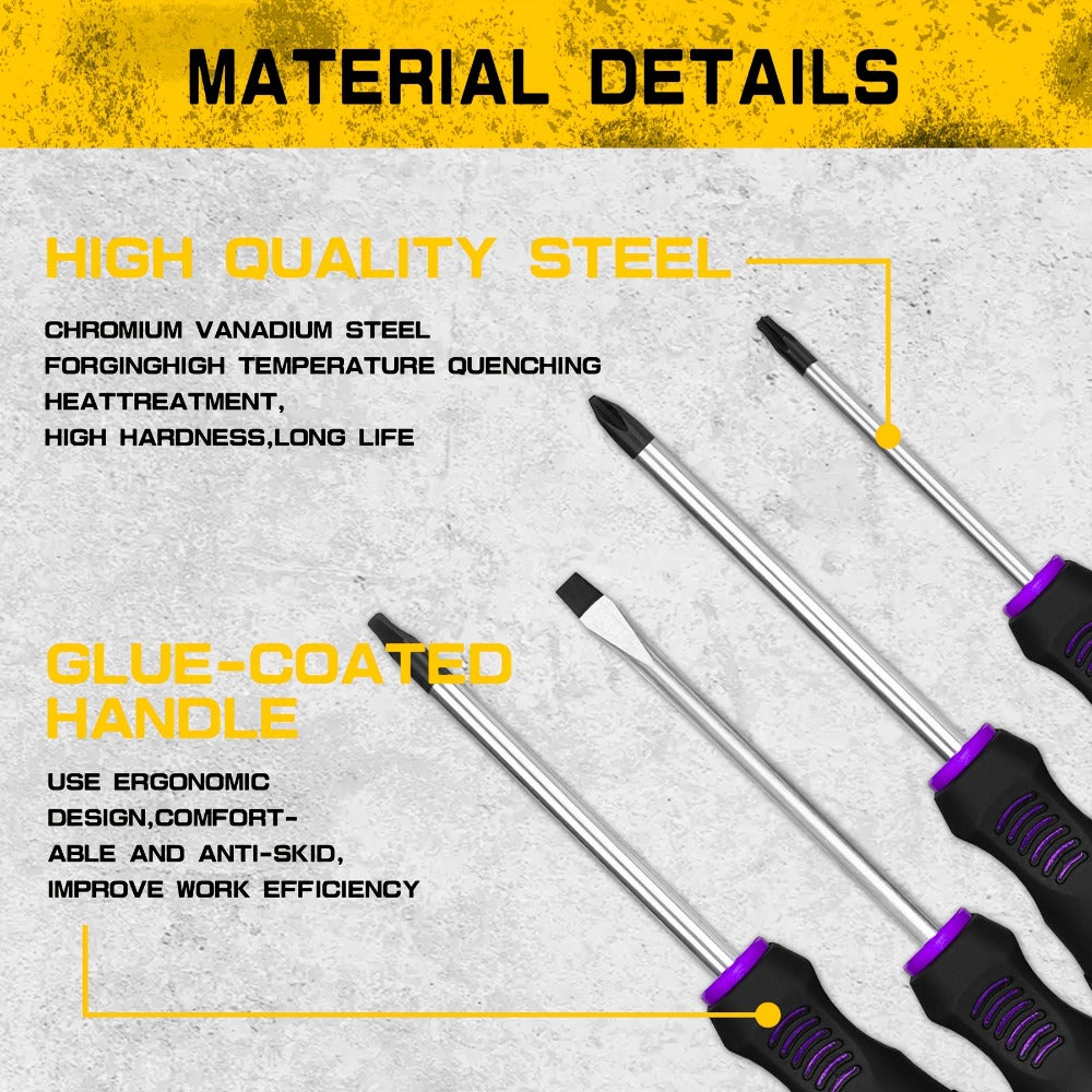 Magnetic Screwdriver Set 118pcs with Plastic Rack & Magnetic Tool Bowl, Chrome Vanadium Steel Multi-Size Precision Screwdriver Kit, Non-Slip Rubber Handle Tool Set for Electronics, DIY & Home Repair (Purple)