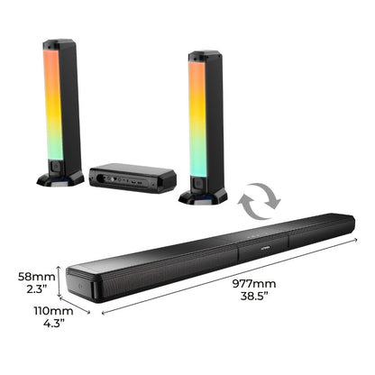 ULTIMEA Soundbar with Built-In Subwoofer – Choose 2.2CH 100W Detachable, 2.1CH 120W App Control, or 5.0CH 180W RGB Surround System, Bluetooth 5.3, ARC Optical AUX, 3 EQ Modes, Home Theater Speaker