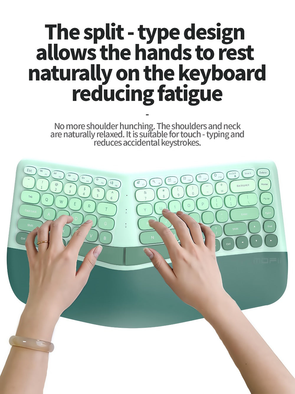 Ergonomic Wireless Keyboard and Mouse Combo with Wrist Support Anti-RSI Silent Keys 2.4GHz Plug-and-Play Gray Gradient Design for Office Home Remote Work Typing Comfort (KLZO)