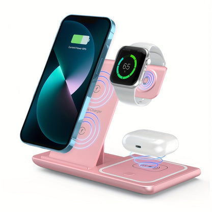 Wireless Charging Station, 3-in-1 15W MagSafe-Compatible Stand for iPhone, Apple Watch and AirPods in Three Colors