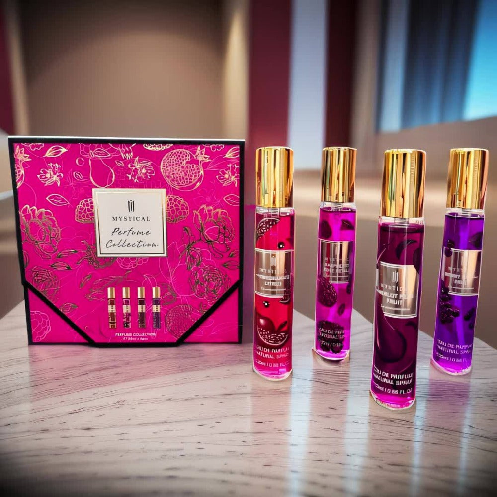 Perfume Gift Set for Women — Mystical 4-Piece Travel Size Fragrance Kit 20ml Each, Fresh Fruity Floral Scents, Long-Lasting Unisex Eau de Parfum, Ideal for Birthday, Valentine’s Day & Everyday Wear