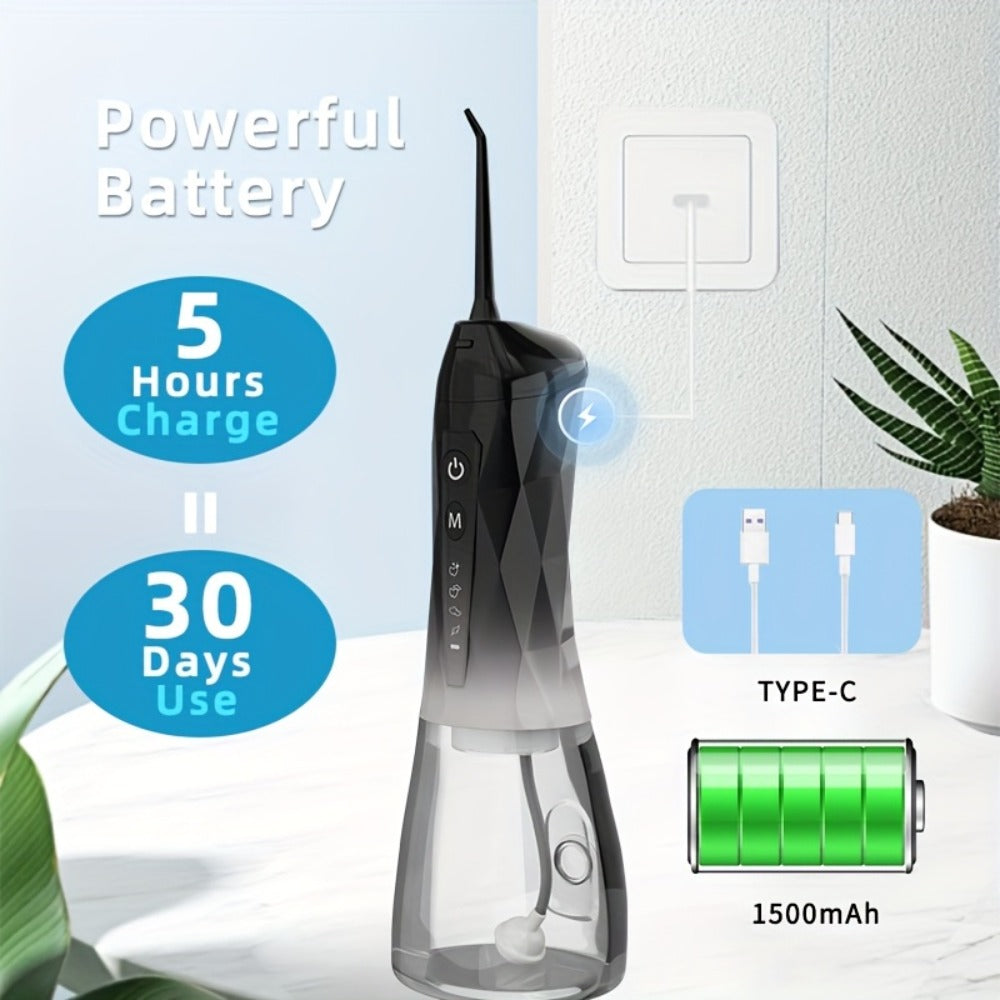 320ml USB-C Rechargeable Water Flosser with Four Nozzles, IPX7 Marking and Four Gradient Color Options