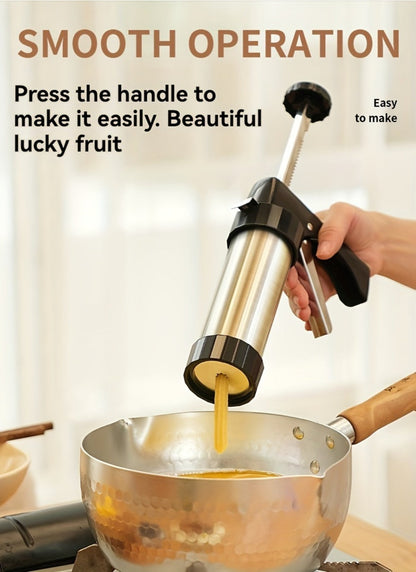 Eight-Piece Manual Cookie Press with Eight Discs and Stable Base for Biscuits and Pastry Baking