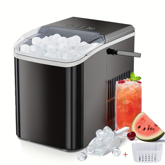 Countertop Ice Maker Machine Portable 9 Bullet Ice Cubes in 6 Minutes 26.5 Lbs Per 24 Hours 1.5L Water Tank Self-Cleaning with Handle Basket Scoop for Home Kitchen Office Bar Party Camping RV