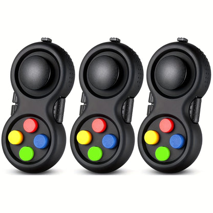 Three-Pack Handheld Fidget Controller Toys with Buttons, Roller and Five Multicolor Checkout Sets