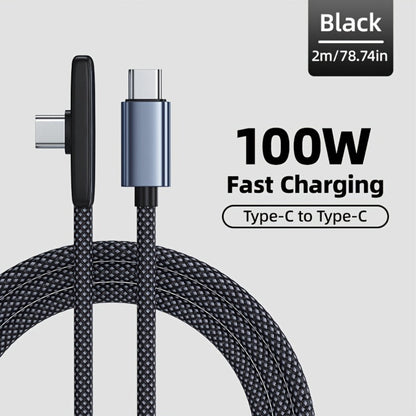 Right-Angle USB Charging Cable with USB-A or USB-C Input Options, 100W Marking and 1 m or 2 m Lengths