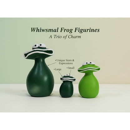 Resin Big Mouth Frog Figurines Set of 3 – Cute Garden Courtyard Ornaments, Funny Parody Decor