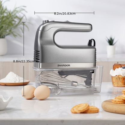 Six-Speed Electric Hand Mixer, 250 W with Five Stainless Steel Attachments and Storage Case in Three Colors