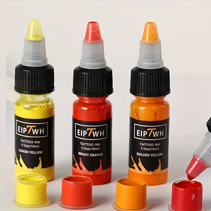 Tattoo Ink Set 14 Colors — EIPTWH 15ml Vivid Pigment Kit, Long-Lasting Skin-Safe Formula, Complete Professional & Beginner Color Palette for Body Art