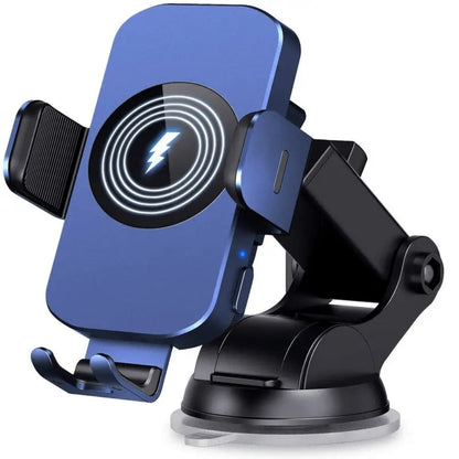 4-Color Wireless Car Charger Mount 15W Qi Auto-Clamping – Fast Wireless Charging Phone Holder for iPhone 17 16 15 14 13 12 11 Pro Max, Samsung Galaxy S24 S23 S22 S21 & All Qi Phones | Black Blue Red Gold