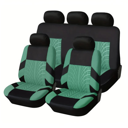 Car Seat Covers 5-Seat Tire-Track Full-Enclosure Design in Breathable Polyester and Eighteen Colors